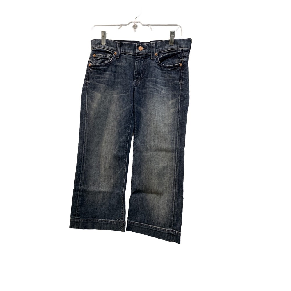 7 For All Mankind Jeans Womens Size 27 x 21 Dojo Capri Blue Denim